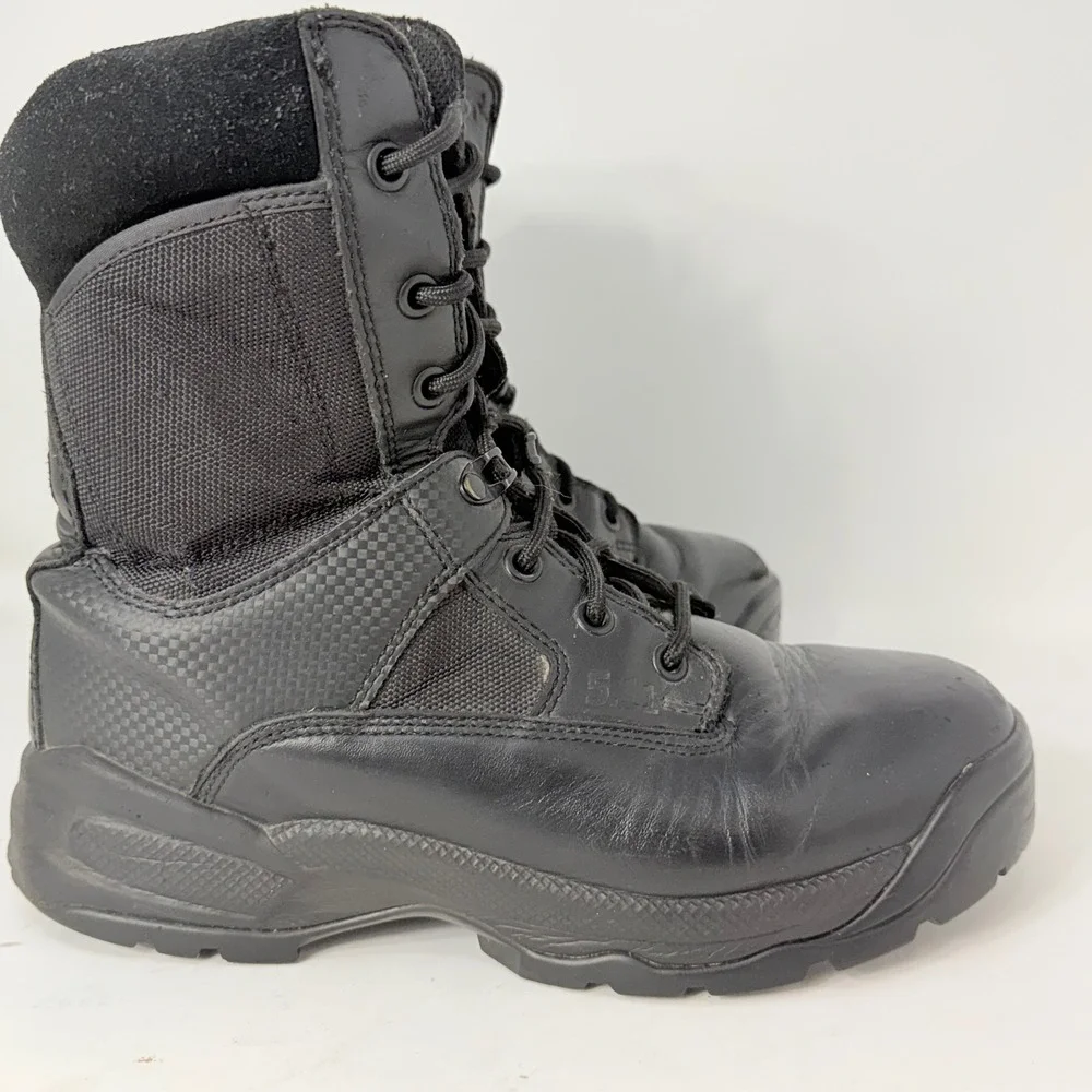 5.11 Tactical Series ATAC 8 Inch Side Zip Boots Mens 9.5 Black Leather 12001